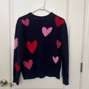 St. John's Bay Navy Sweater with Red and Pink Hearts